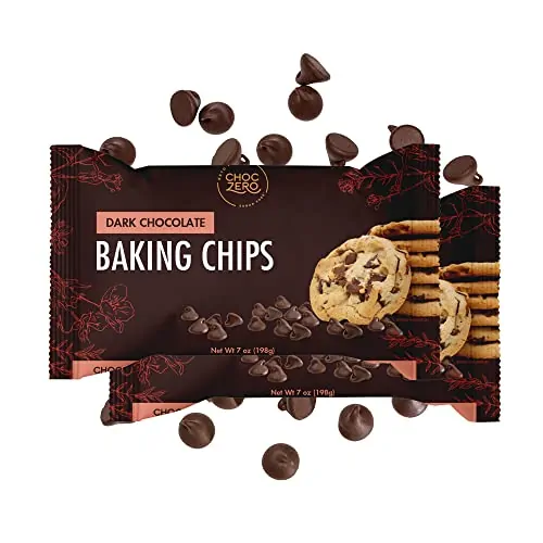 Pépites de chocolat noir ChocZero - Sans sucre, Faible teneur en glucides, Convivial en Keto, Sans gluten - Pour les biscuits à la cuisson et les desserts pour le régime Keto (2 Sacs)