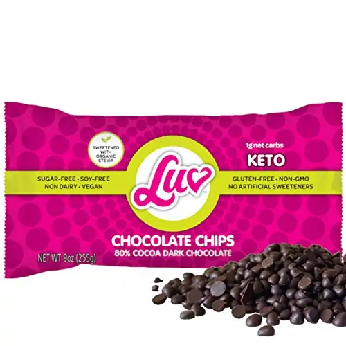 Chips de chocolat sans sucre Keto - Stevia sucré, 1 g de glucides nets, 80 % Cacao - Végétalien sans gluten sans OGM sans OGM Faible glucide Convient aux paleo Mini pépites de chocolat noir pour la cuisson 9 oz