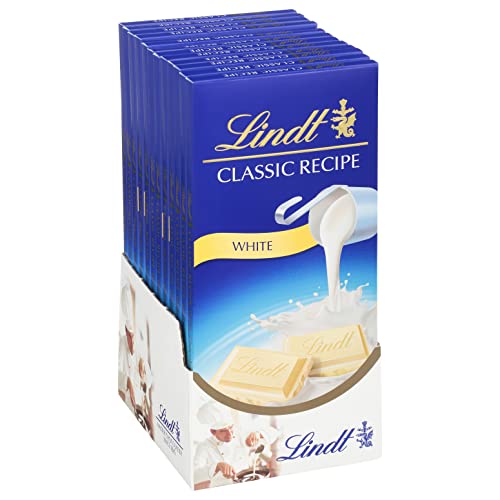 Lindt CLASSIC RECETTES Barre de chocolat blanc, Bonbons au chocolat blanc, 4,4 oz. (Paquet de 12)